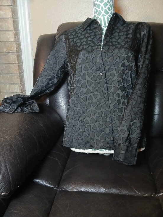 Vero Moda Jackets & Blazers - Vero Moda Black Heart-Pattern Button-Up Blouse